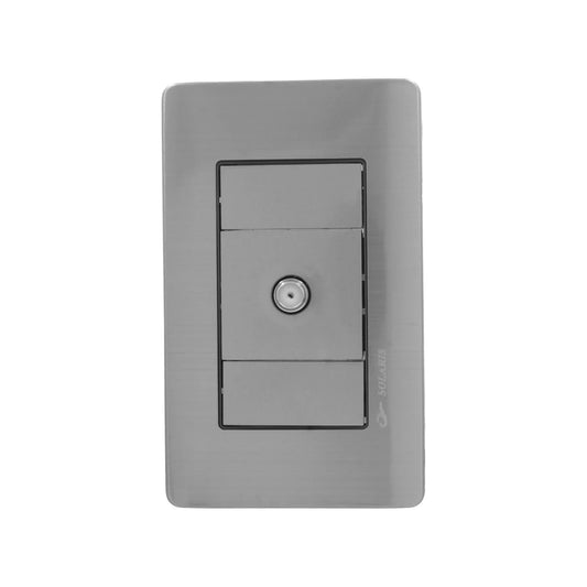 Placa 1 entrada para cable coaxial gris Solaris AL-7-GR