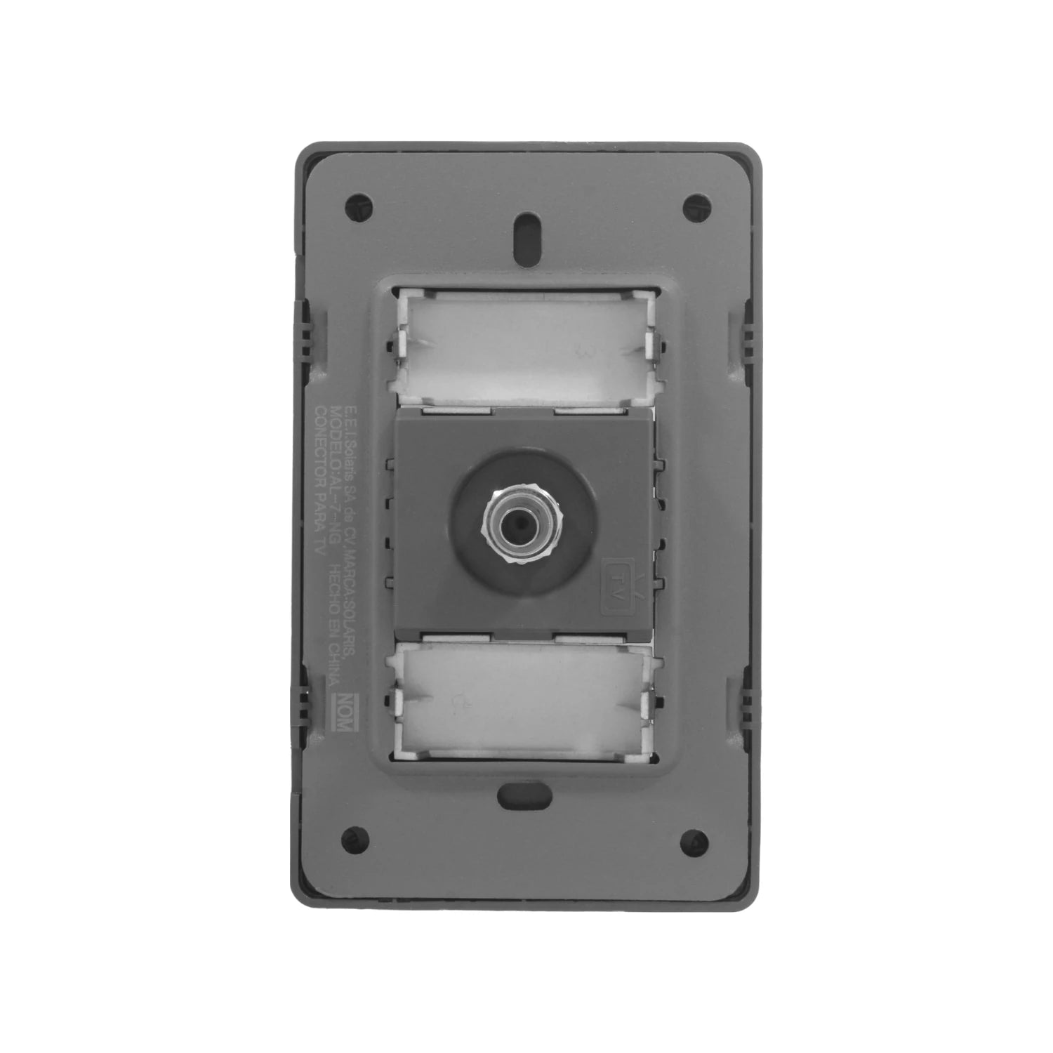 Placa de pared Solaris negra conector para cable coaxial de TV, 1 entrada