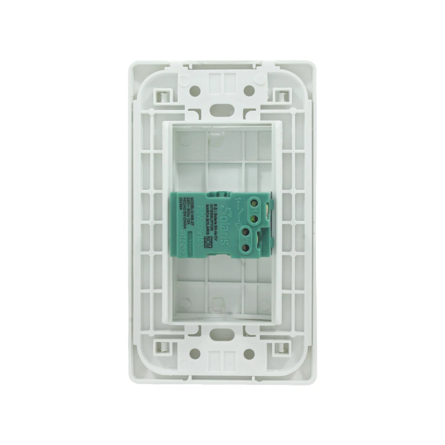 Parte trasera placa de pared blanca Solaris WB-27, botón interruptor para timbre, 250V 10A