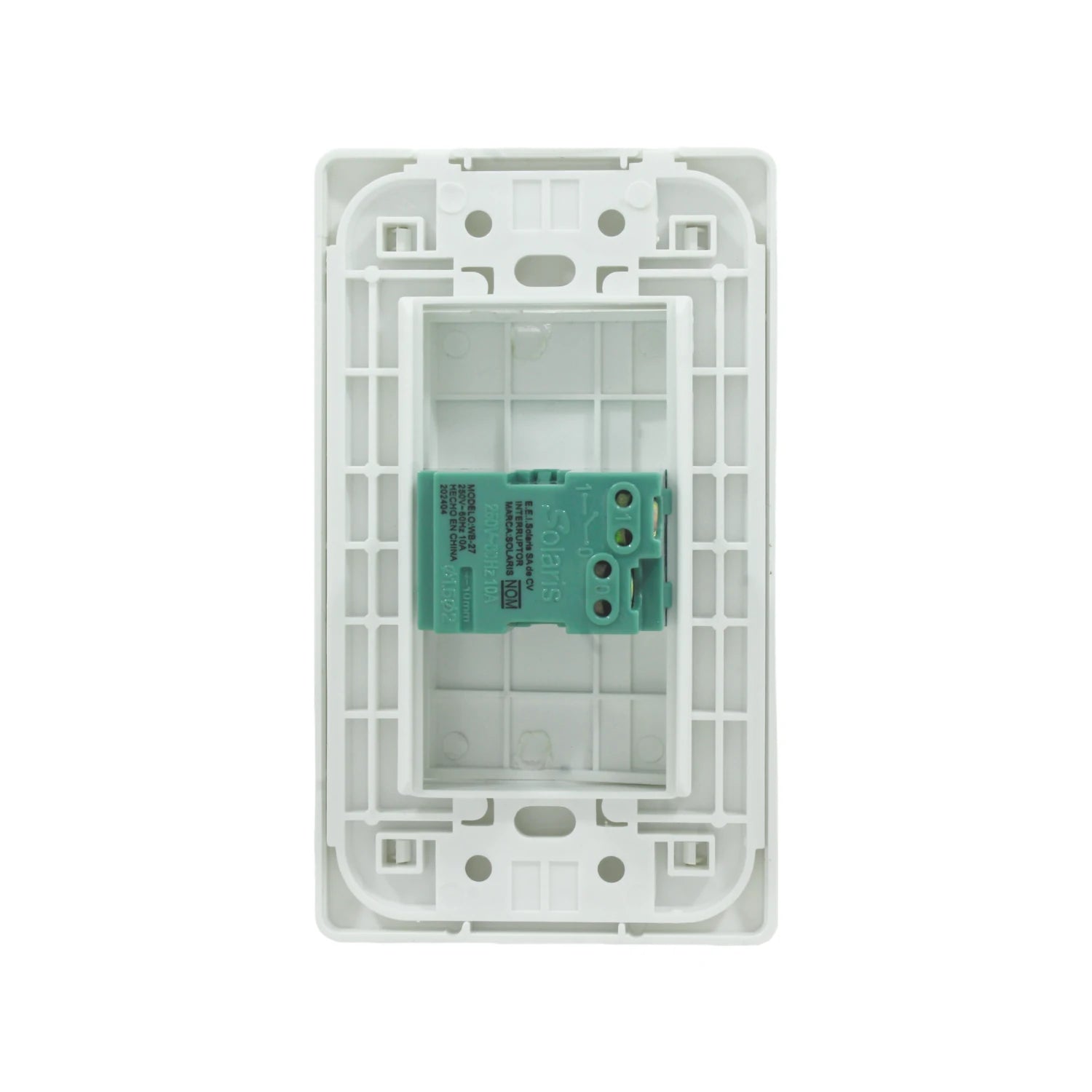 Parte trasera placa de pared blanca Solaris WB-27, botón interruptor para timbre, 250V 10A