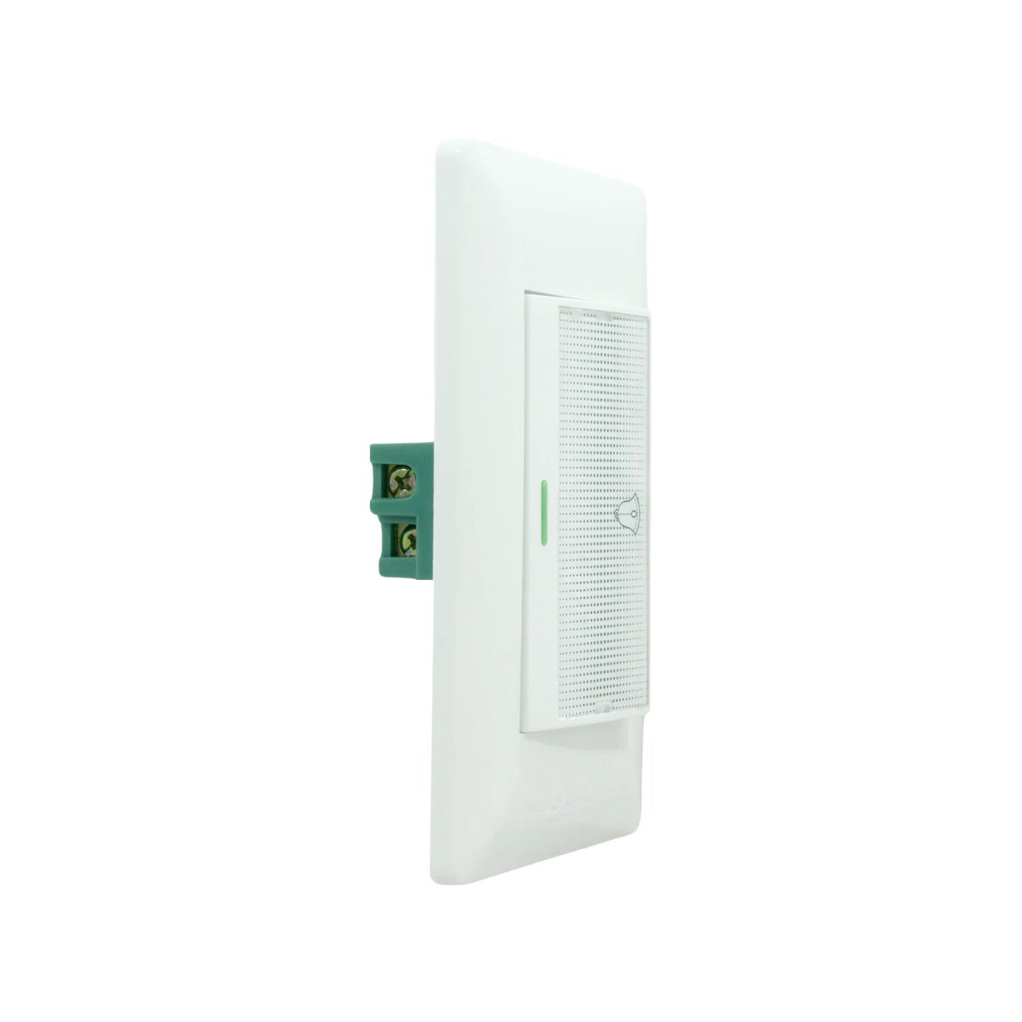 Pulsador de timbre blanco con indicador LED verde, módulo para placa eléctrica de pared