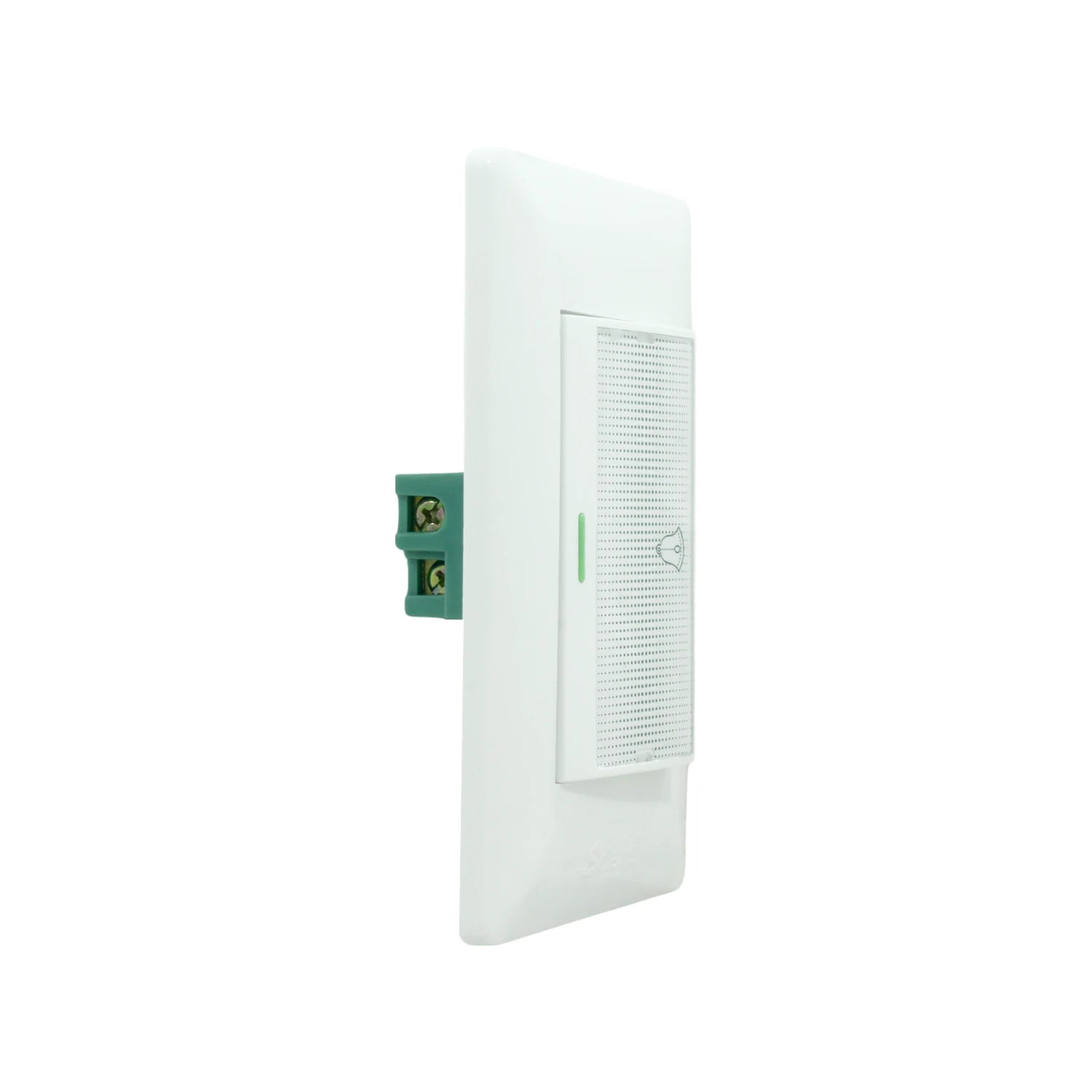 Pulsador de timbre blanco con indicador LED verde, módulo para placa eléctrica de pared