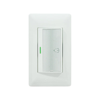 Placa de botón para timbre Solaris blanca con luz indicadora LED verde y diseño moderno
