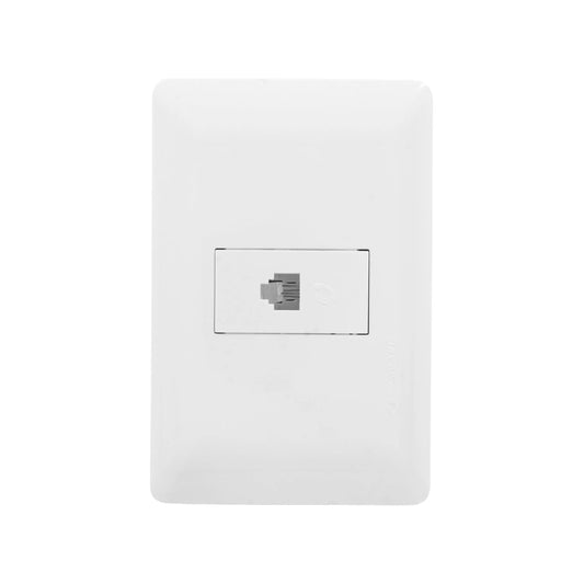 Placa de pared blanca Solaris con 1 entrada para teléfono fijo o jack RJ11