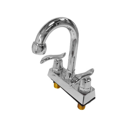 Grifo de lavabo cromado de 4", mezcladora de agua fría y caliente con doble manija y cuello de ganso