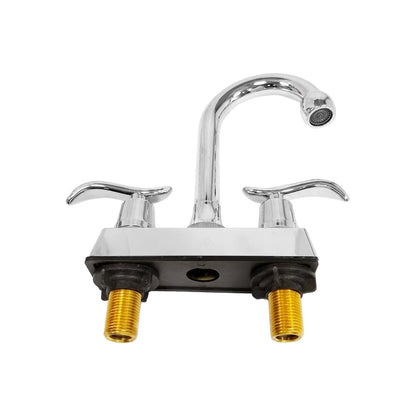 Mezcladora de lavabo cromada con manijas de palanca y conexiones de latón, estilo curvo para baño