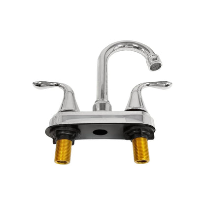 Mezcladora para lavabo doble maneral cromada, grifo de baño de 4 pulgadas con conexiones roscadas