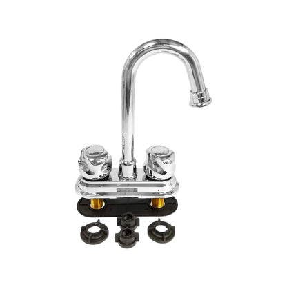 Mezcladora de lavabo 4" cromada, doble manija, caño alto curvo, incluye herrajes de montaje