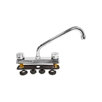 Grifo mezclador de fregadero de 8 pulgadas, acabado cromo brillante, bimando con manijas hexagonales, incluye herrajes.