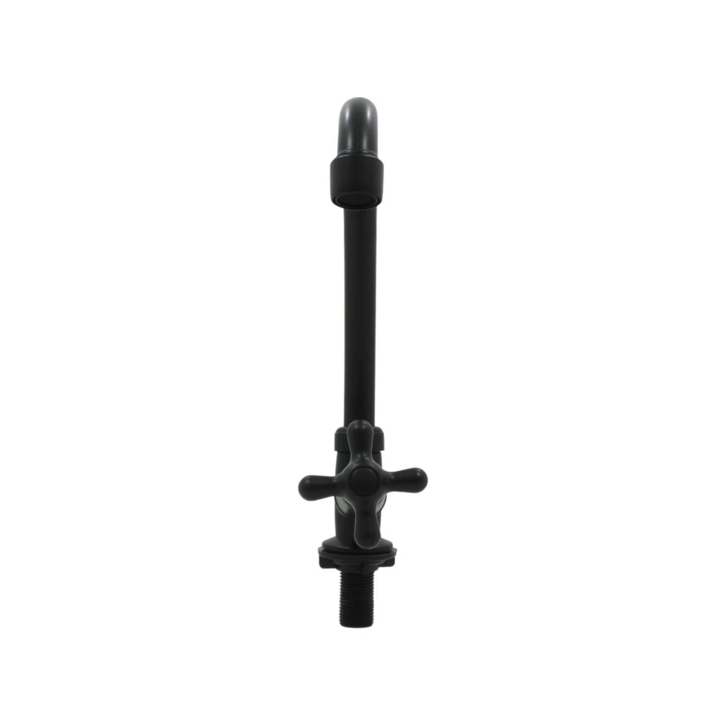 Llave individual alta para fregadero de barra negro mate, grifo con manija de cruz
