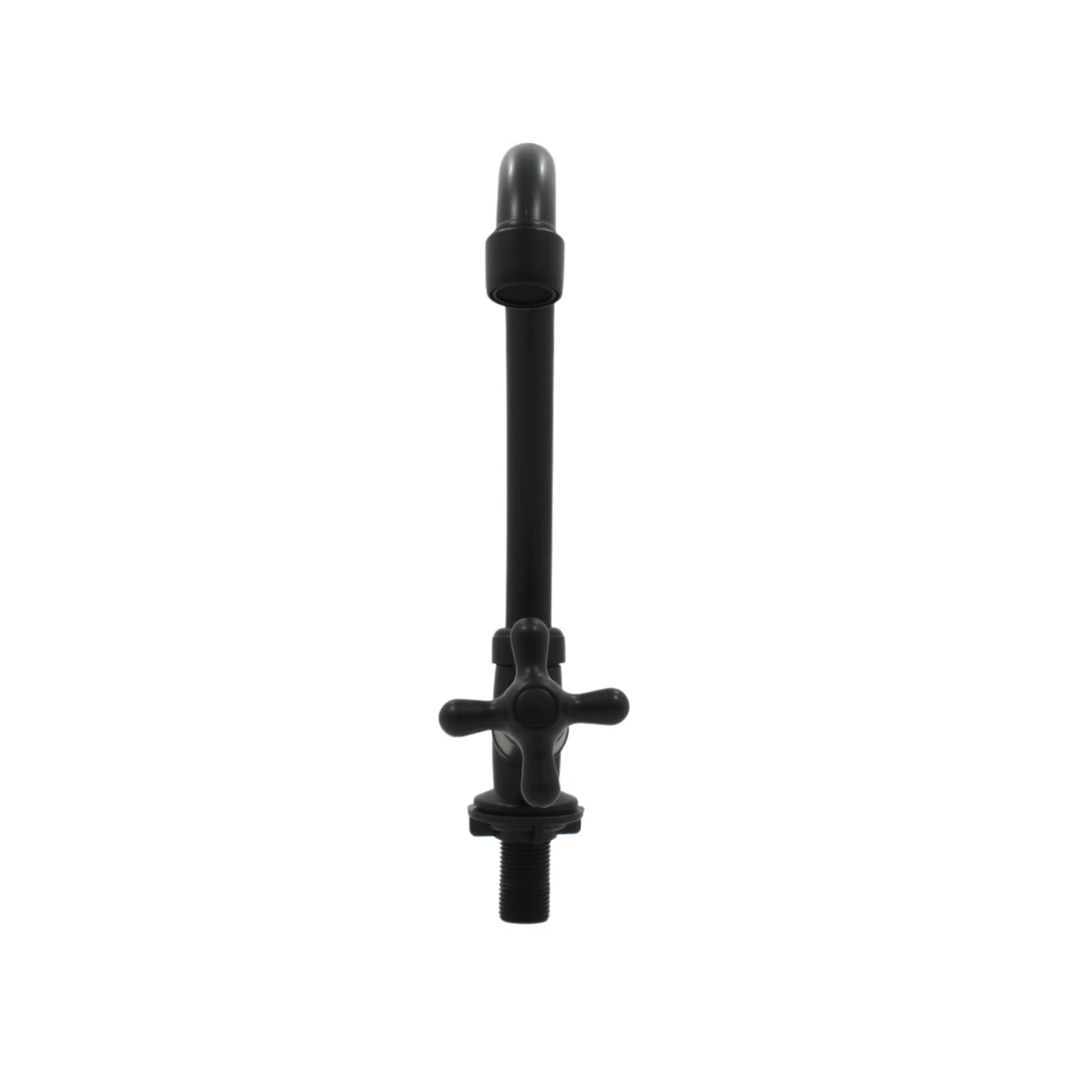 Llave individual alta para fregadero de barra negro mate, grifo con manija de cruz