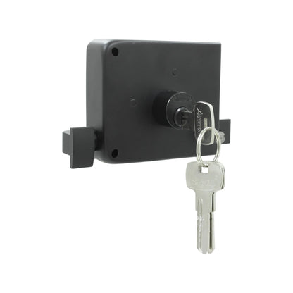 Cerradura de sobreponer Austral negra con llave, chapa de seguridad derecha para puertas