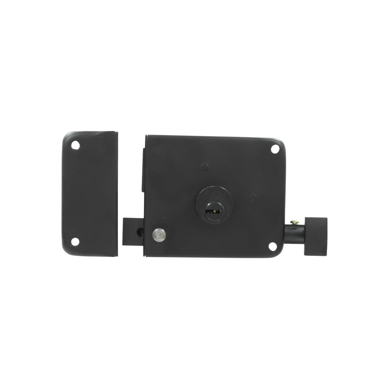 Cerradura de sobreponer negra mate para puerta izquierda con cilindro de seguridad