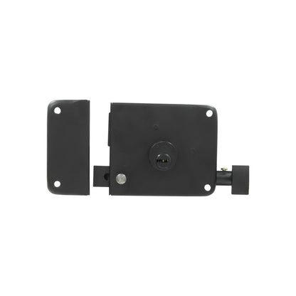 Cerradura de sobreponer negra mate para puerta izquierda con cilindro de seguridad
