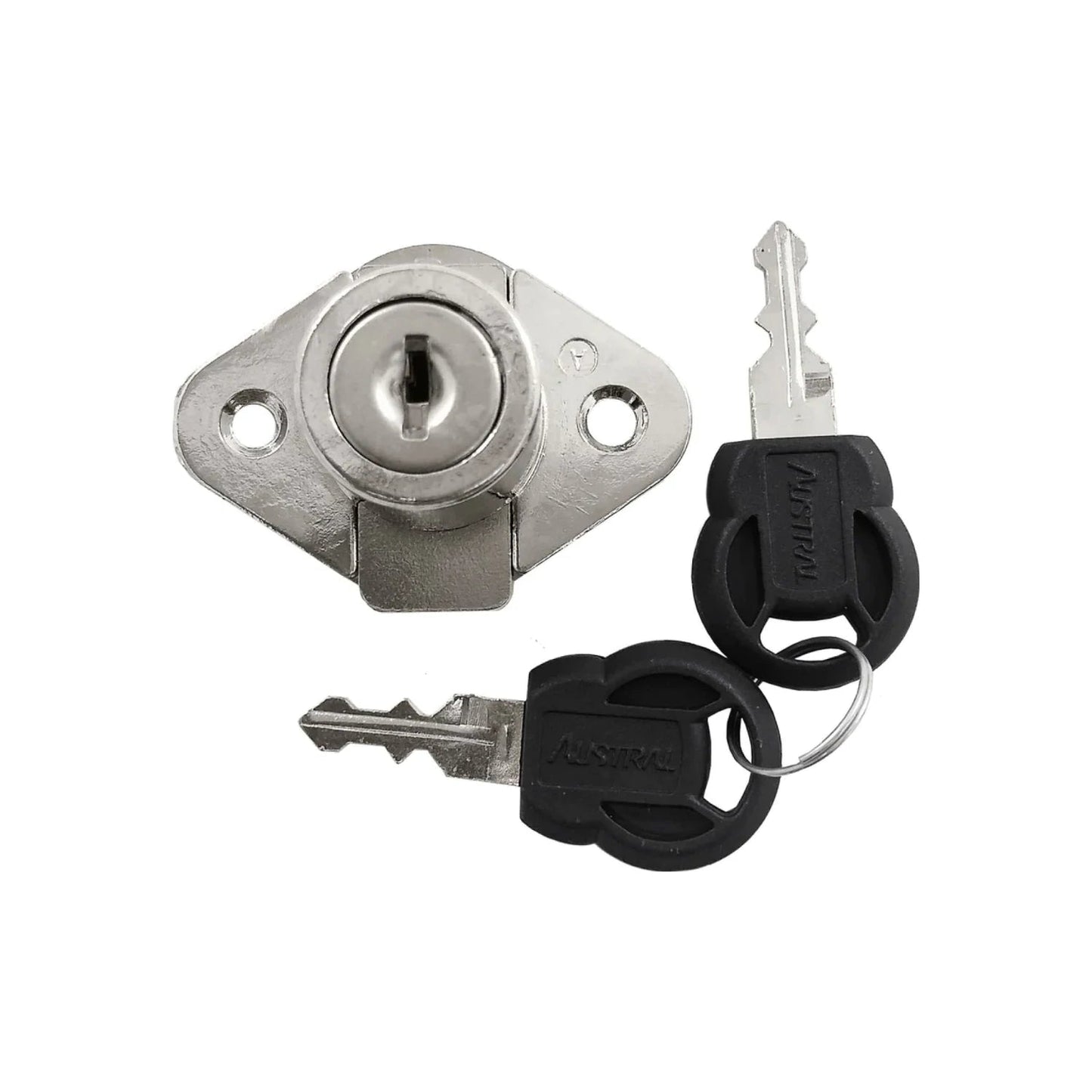 Cerradura de cajón Austral cromada con cilindro de seguridad y dos llaves para muebles y escritorios