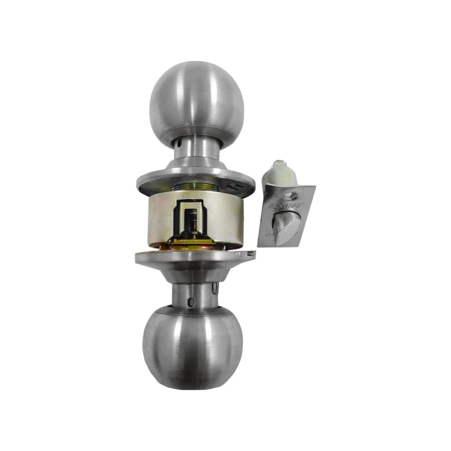 Cerradura de esfera Austral cromado satinado para puerta de recámara, mecanismo interior desmontado de seguridad