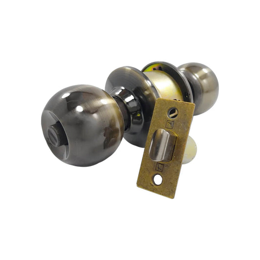 Cerradura de esfera para baño, acabado cobre envejecido con pomo y pestillo completo de puerta