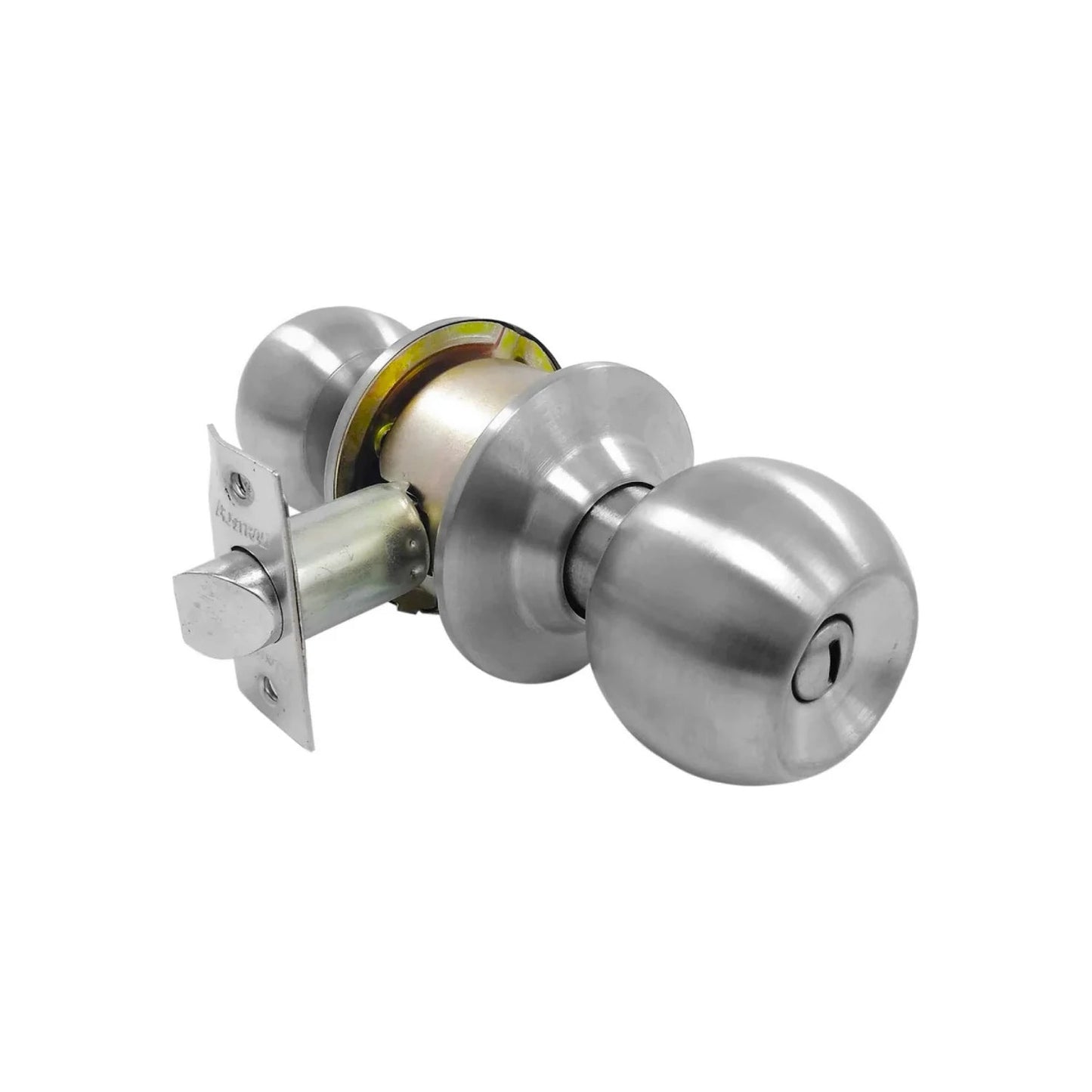 Cerradura de pomo esférico para puerta, acabado acero inoxidable cepillado con cilindro de seguridad