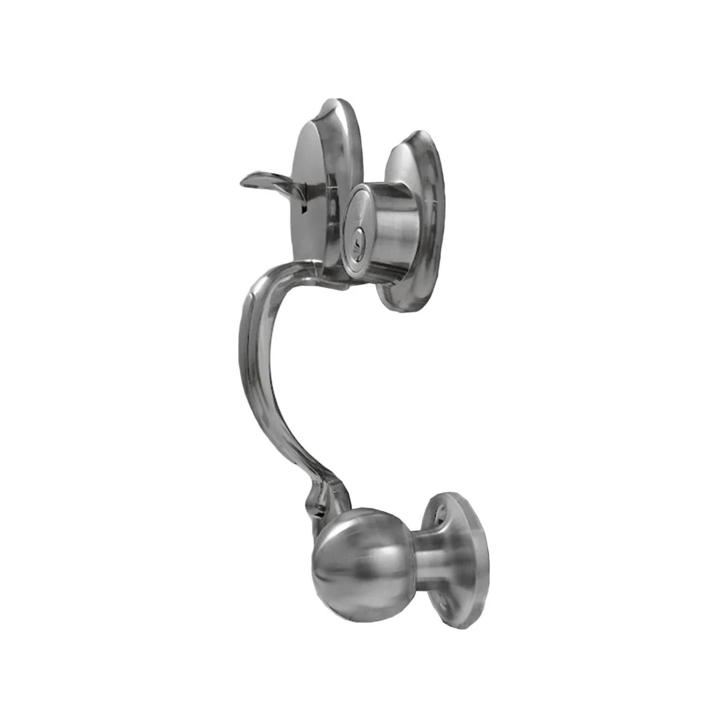 Cerradura entrada principal cromada con manillón, cerrojo de seguridad y pomo, estilo clásico