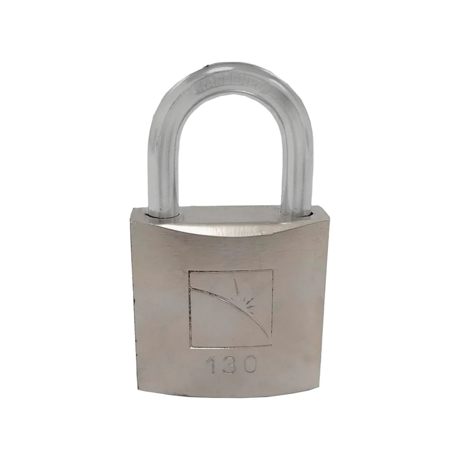 Candado de seguridad 30 mm, cuerpo metálico plateado, gancho corto endurecido, modelo 130.