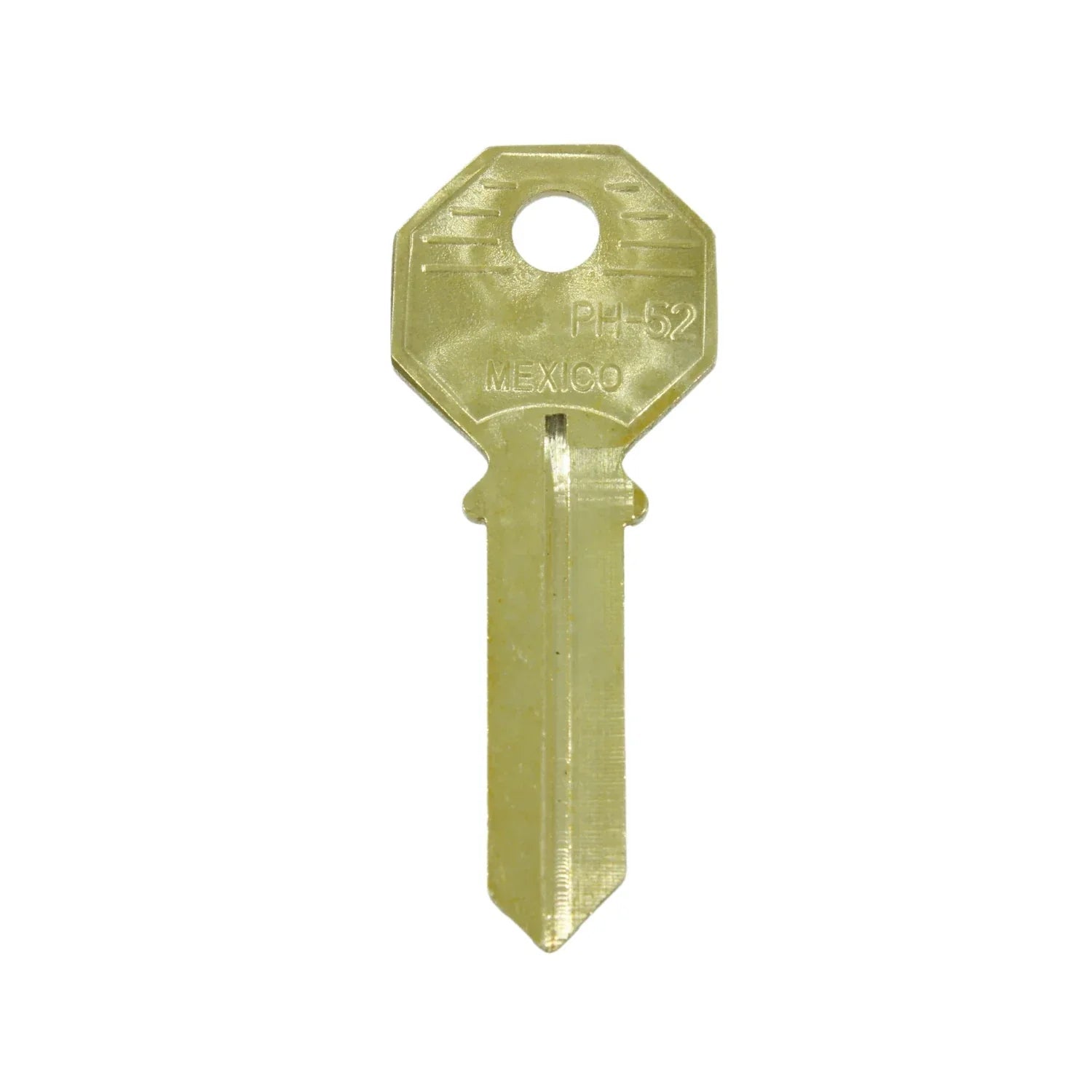 Forja de llave virgen PH-52 latonada, cabeza octagonal, para duplicado, fabricada en México