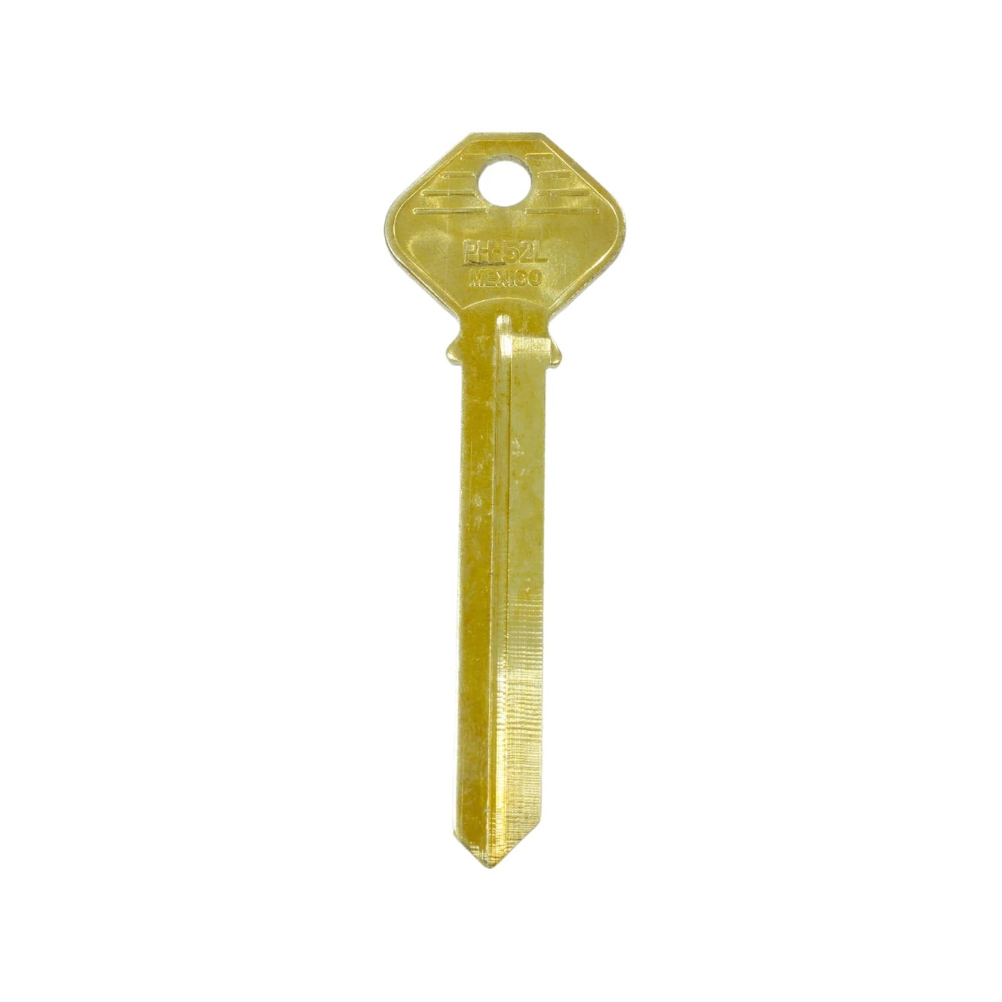 Forja de llave PH-52L latonada dorada, sin cortar, para duplicado de cerraduras.
