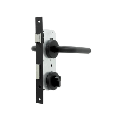 Cerradura de puerta de palanca ROXX negro mate, mecanismo de embutir con pestillo y cerrojo.