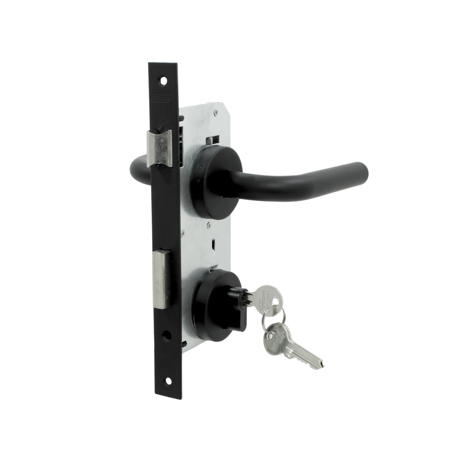 Chapa de puerta de palanca negra Inoxx para recámara con llaves, mecanismo de cerradura