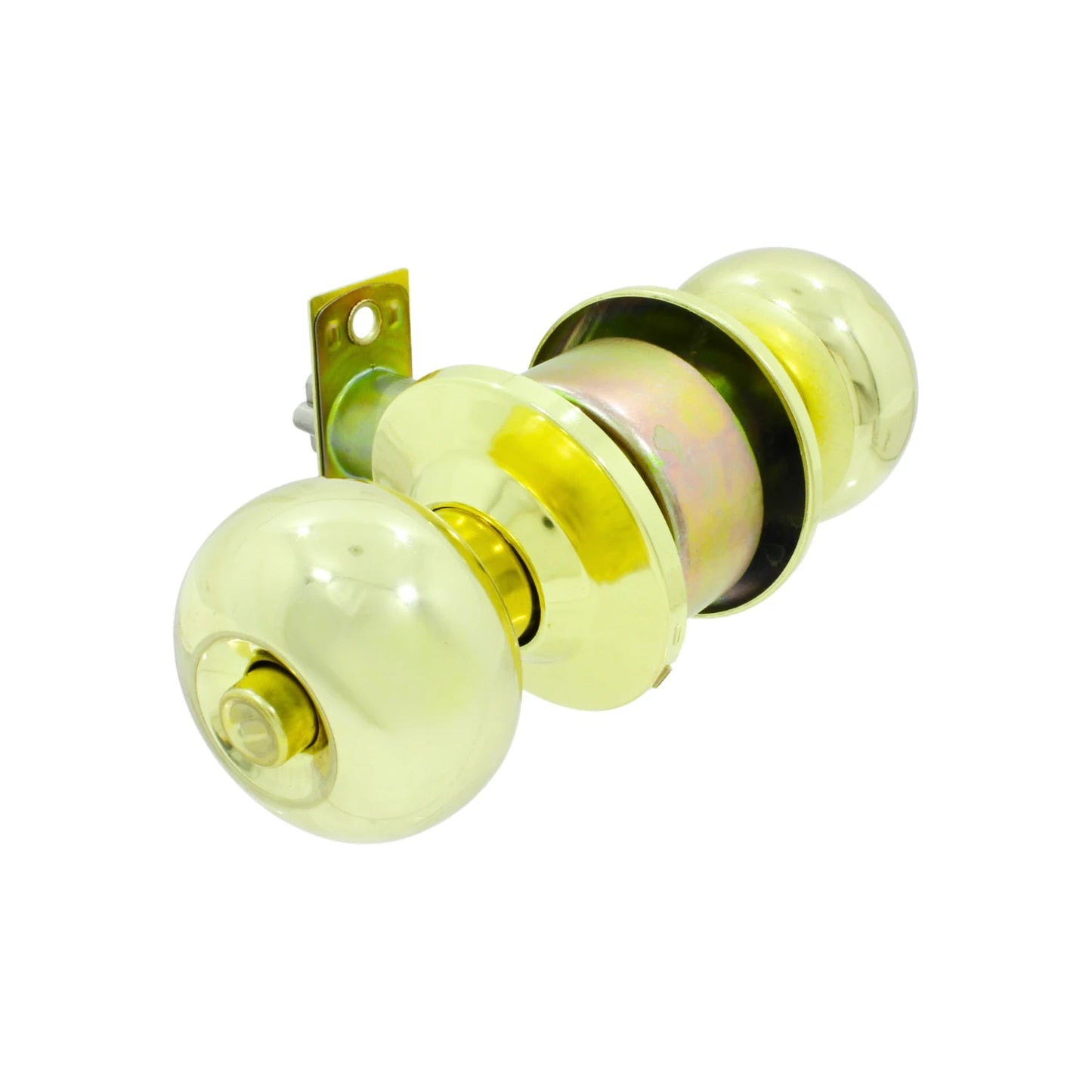 Chapa de puerta tipo esfera dorada para recámara, con mecanismo de cierre y dos pomos de latón