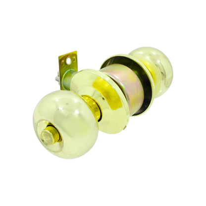 Chapa de puerta tipo esfera dorada para recámara, con mecanismo de cierre y dos pomos de latón