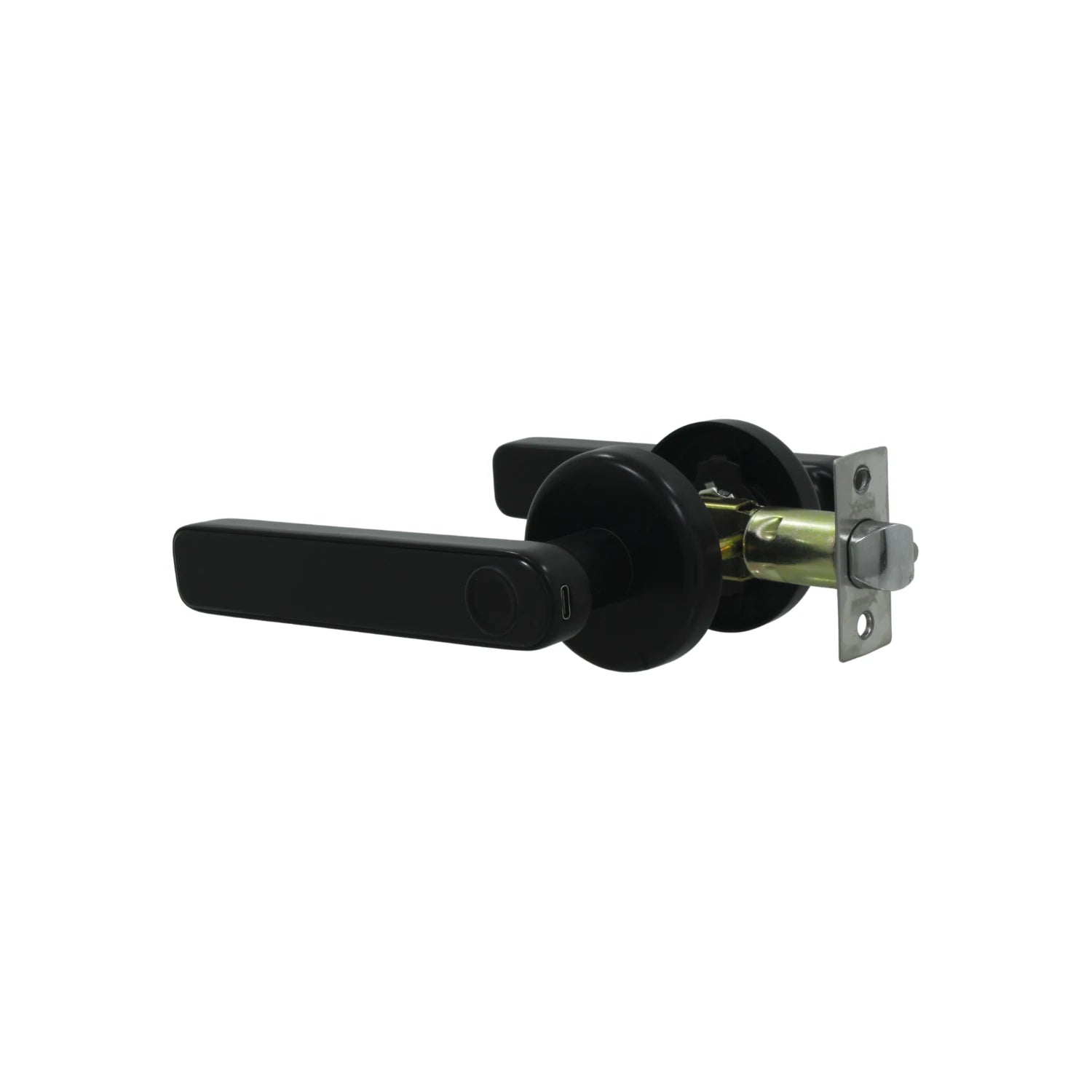 Cerradura inteligente de palanca negra para puerta principal con sensor de huella dactilar