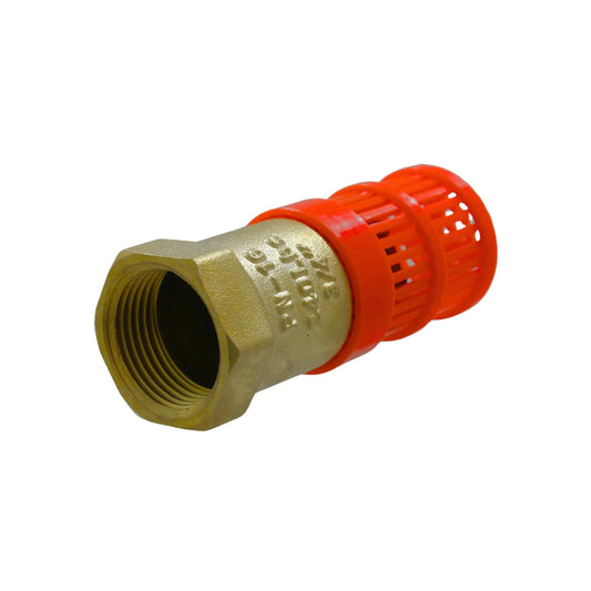 Pichancha de latón 3/4 pulgada con canastilla plástica naranja PN16 para succión de agua en cisternas y pozos