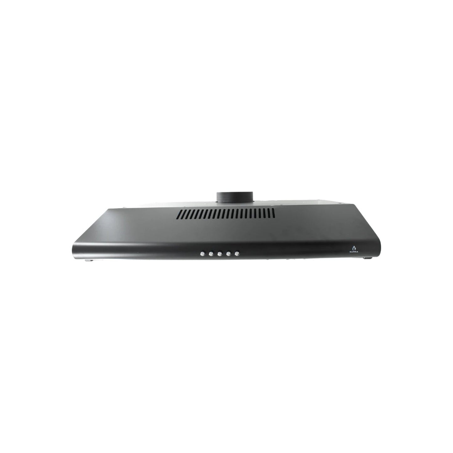 Campana extractora de cocina negra Supra, montaje bajo gabinete, con 5 botones de control manual