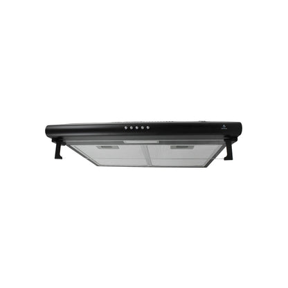 Campana extractora de cocina Supra negra con panel de control y filtros metálicos desmontables