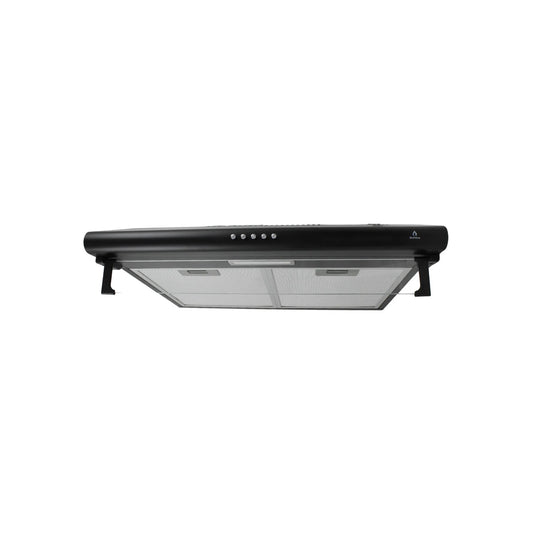 Campana extractora de cocina Supra negra con panel de control y filtros metálicos desmontables
