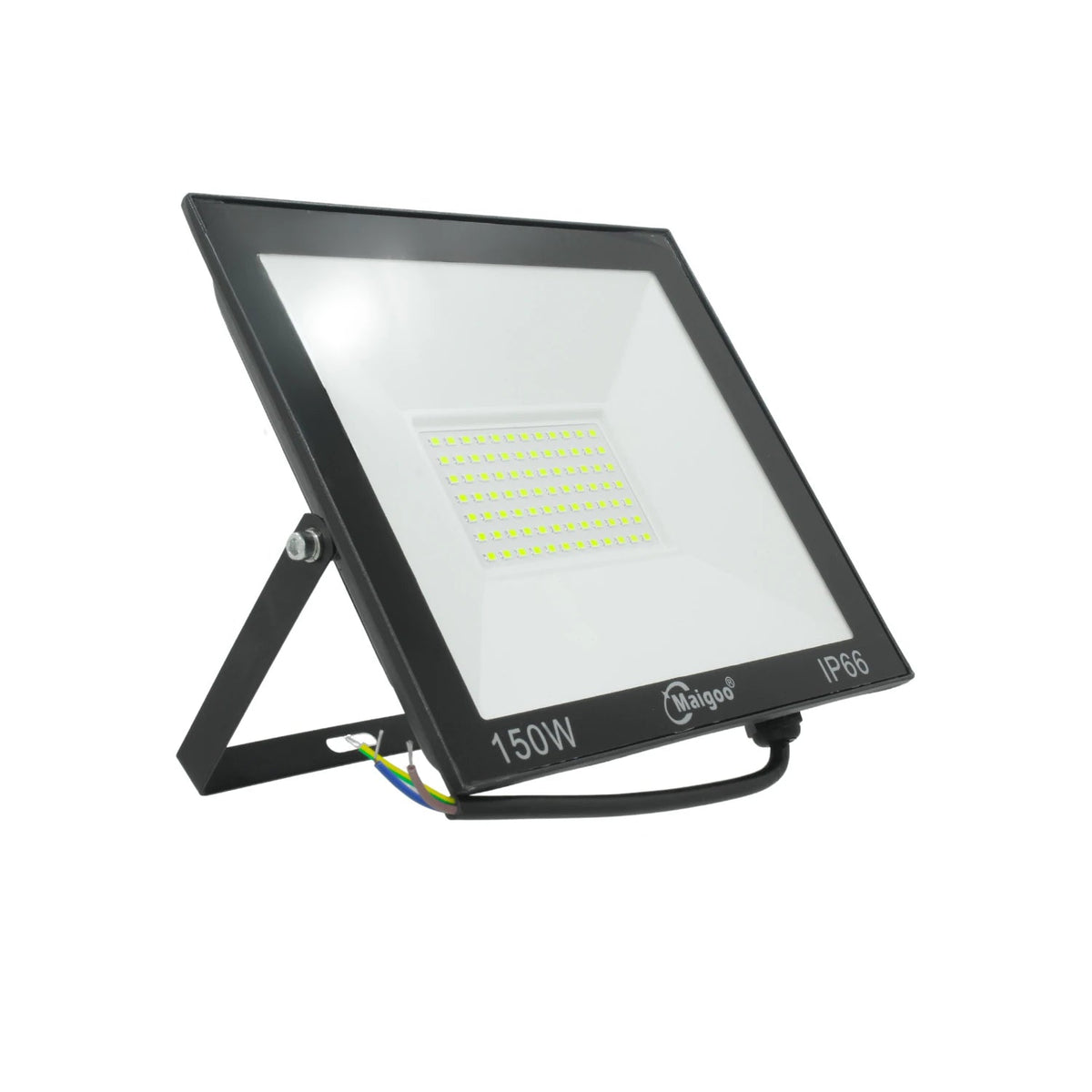 Reflector LED Maigoo 150W negro, multivoltaje, IP66 para iluminación exterior