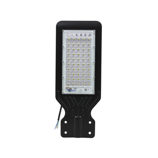 Lámpara urbana LED negra de 50W slim para alumbrado público exterior con múltiples focos y soporte de montaje