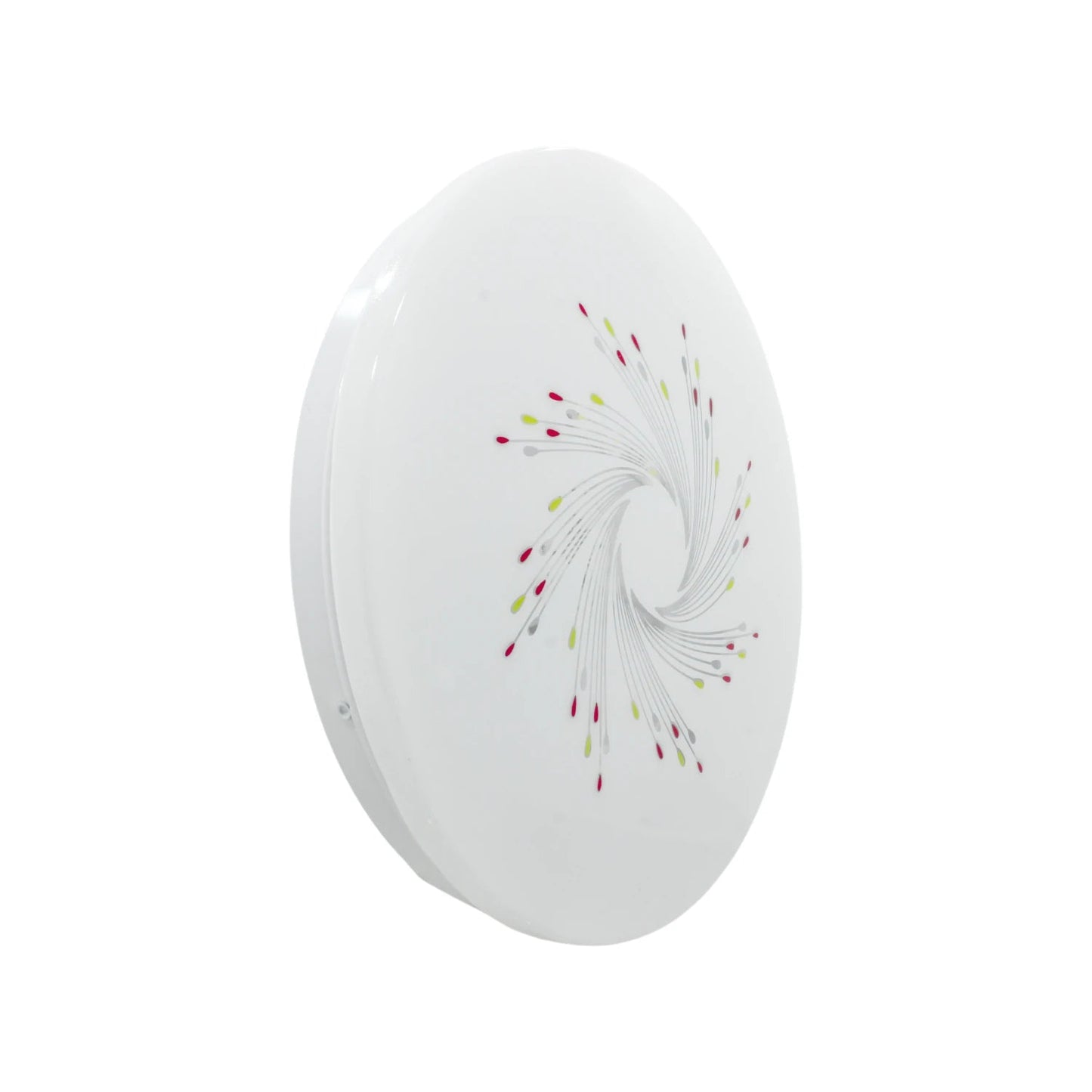 Lámpara LED de sobreponer 15W, redonda blanca con diseño moderno de rehilete multicolor