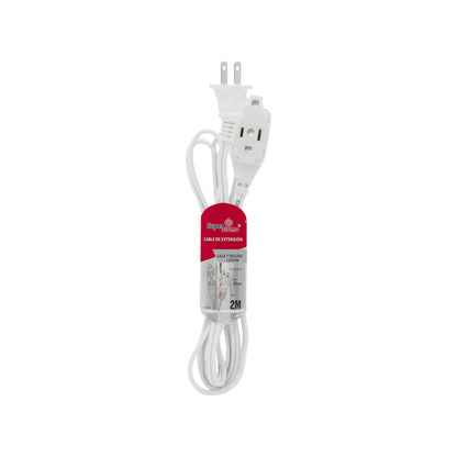 Extensión eléctrica blanca Super Átomo 2 metros, 1250W, cable 18AWG para hogar y oficina