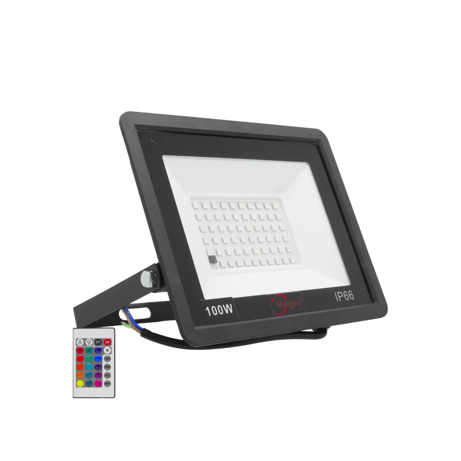 Reflector LED Maigoo negro 100W RGB multicolor IP66 con control remoto