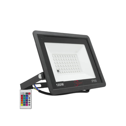 Reflector LED Maigoo negro 100W RGB multicolor IP66 con control remoto