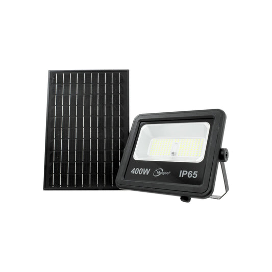 Reflector solar LED Maigoo 400W IP65 negro con panel solar para iluminación exterior y jardín