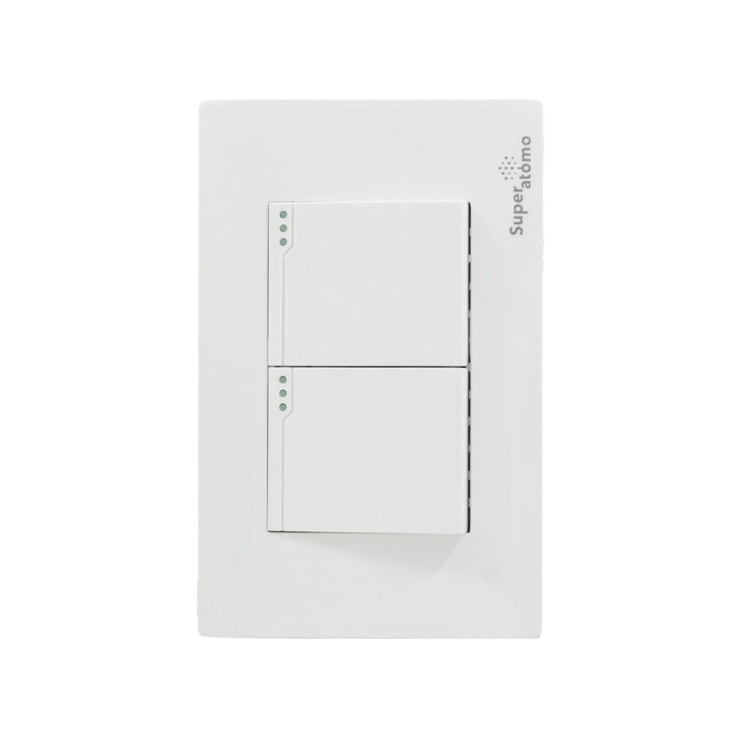 Placa blanca Super átomo con 2 apagadores de escalera para control de iluminación