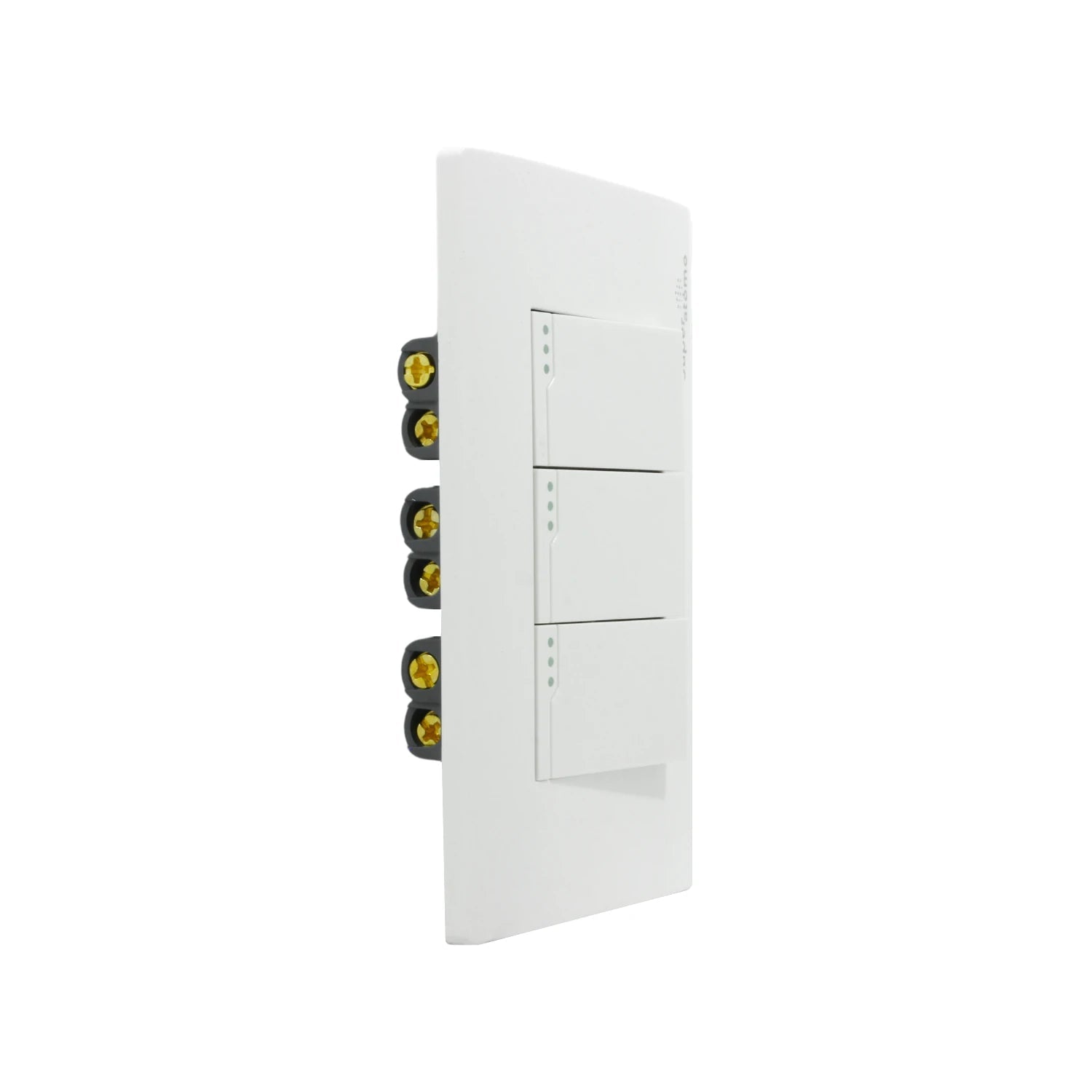 Placa 3 apagadores de escalera blancos Super átomo para sistemas de iluminación 3 vías