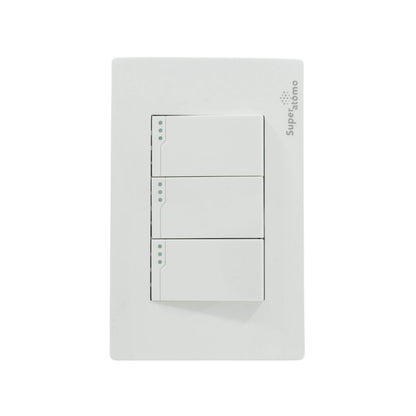 Placa eléctrica Super átomo blanca con 3 apagadores de escalera, interruptores de luz triples para pared