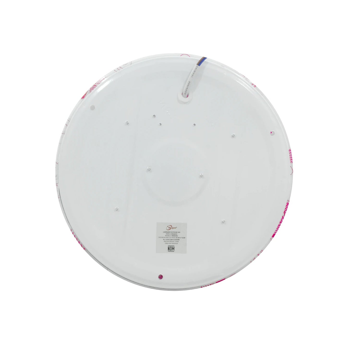 Lámpara LED de techo redonda Maigoo 15W diseño rehilete rosa, para sobreponer en interiores.