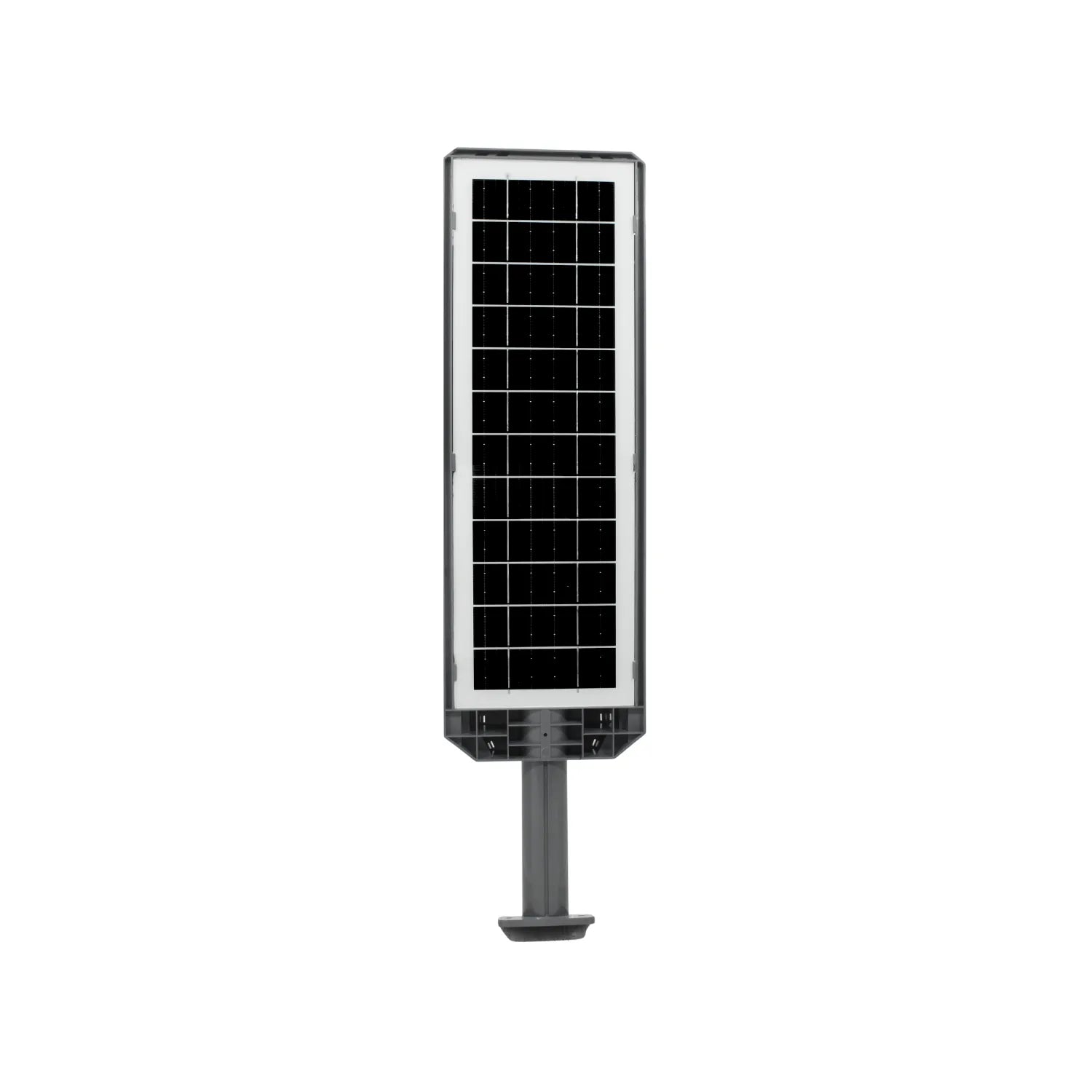 Lámpara solar urbana con panel integrado rectangular para iluminación de calle exterior eficiente