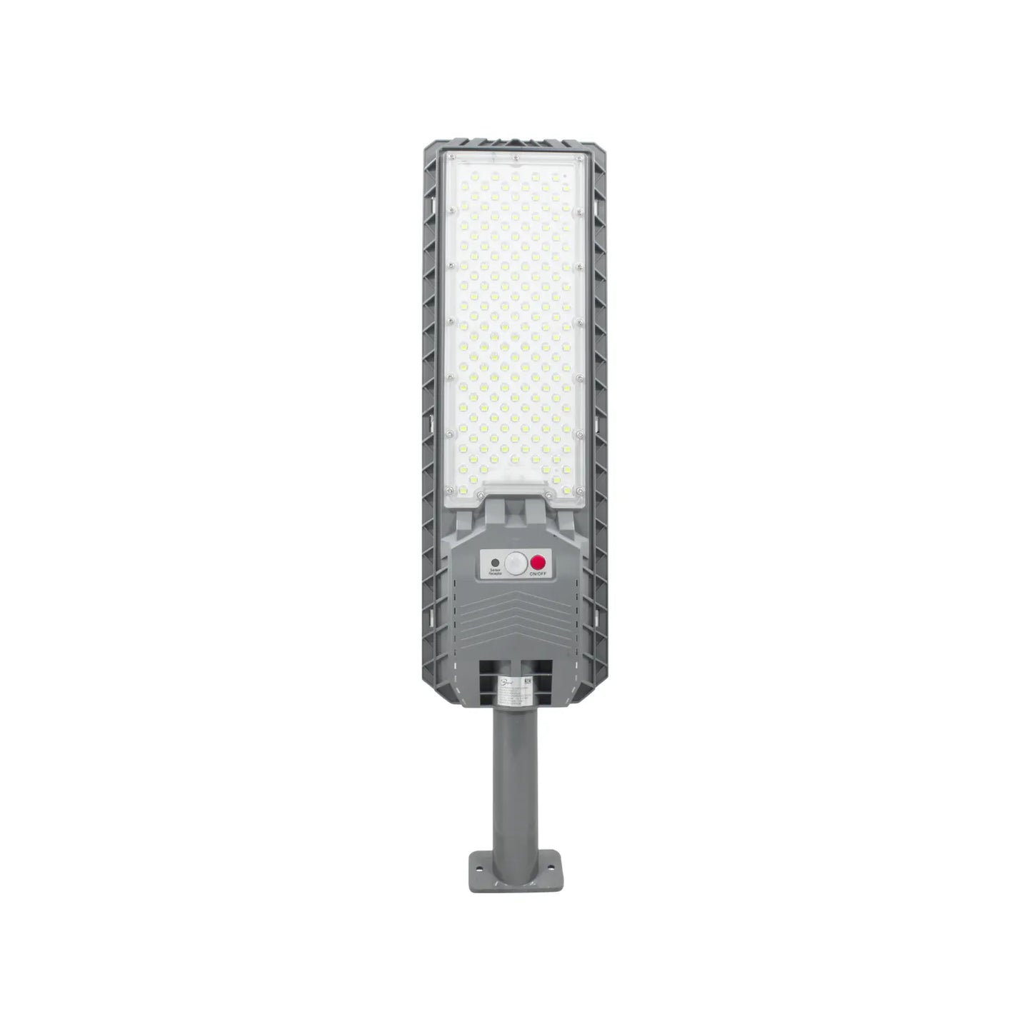 Lámpara solar urbana LED gris 400W con sensor y base para alumbrado público exterior
