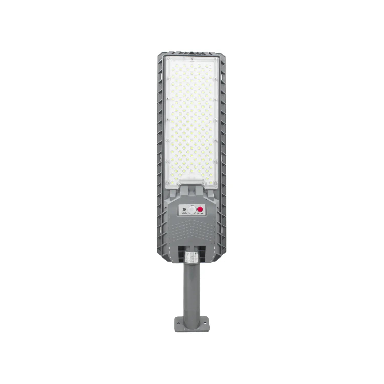Lámpara solar urbana LED gris 400W con sensor y base para alumbrado público exterior