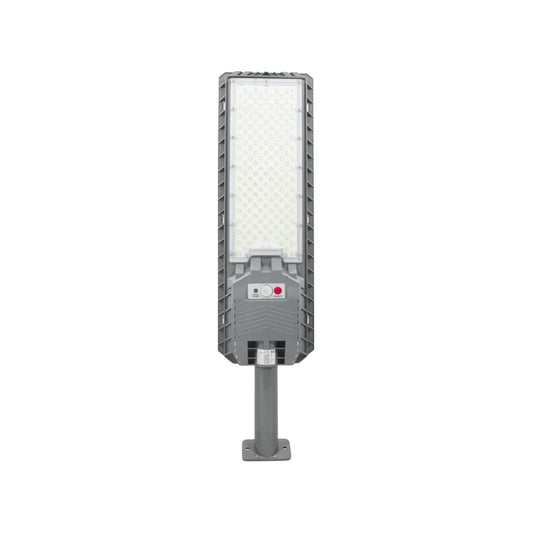 Lámpara solar urbana LED gris 400W con sensor y base para alumbrado público exterior